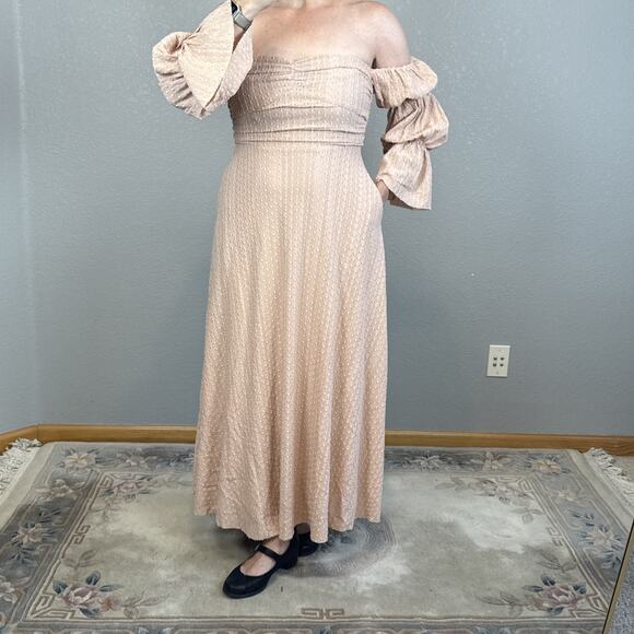 Worth Collective Corrine Long Sleeve Maxi Dress Size S Dusty Blush Pink Pockets - Picture 1 of 9